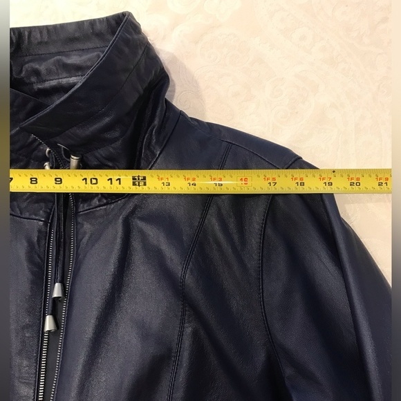 Chico’s 100% genuine leather dark blue jacket SZ XL - Picture 5 of 14
